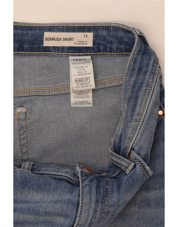 Marks & Spencer Womens Distressed Bermuda Shorts UK 12 Medium W30 Blue