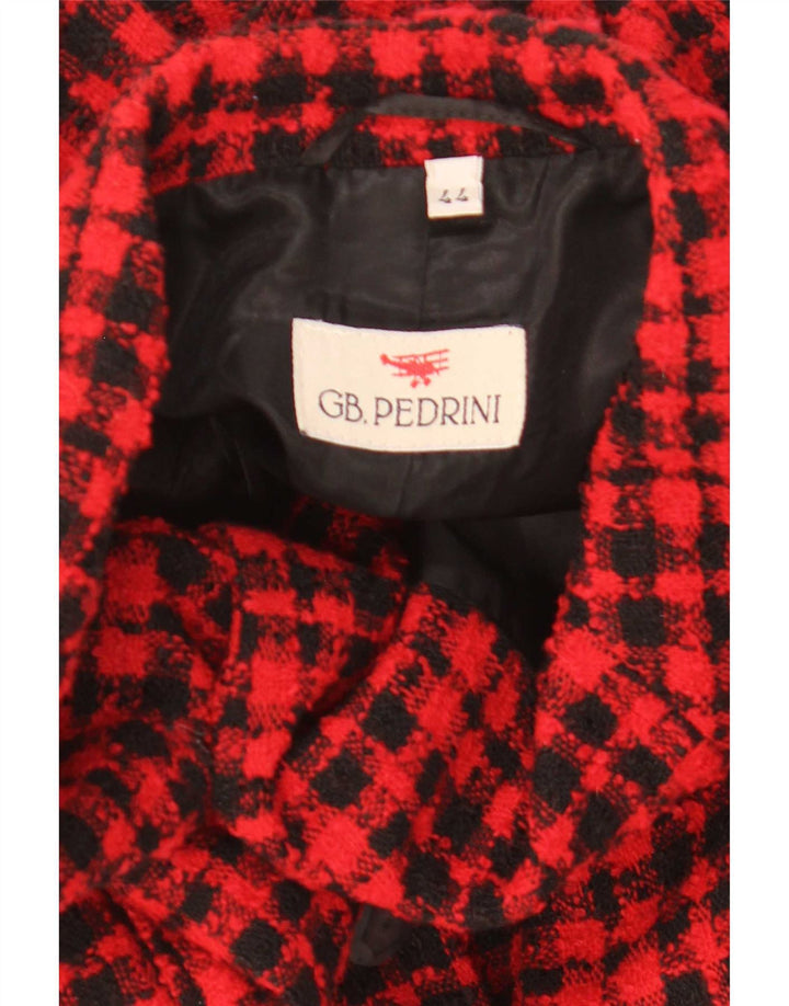 GB.PEDRINI Womens 4 Button Blazer Jacket IT 44 Medium Red Check