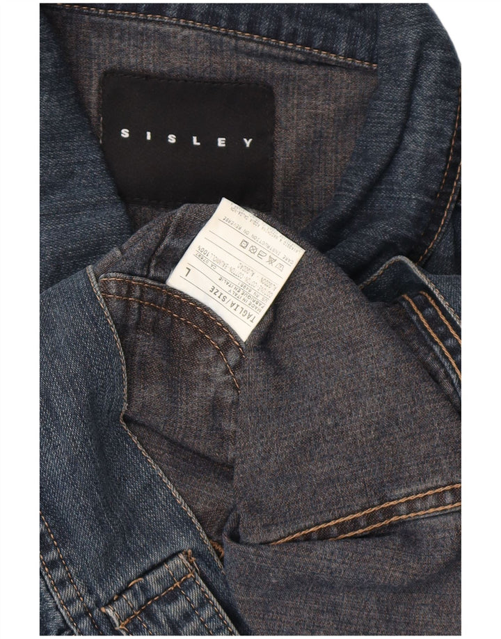 Sisley Mens Denim Jacket UK 40 Large Blue Cotton