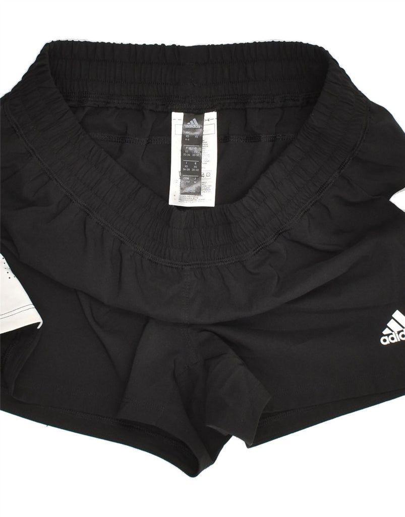 ADIDAS Womens Sport Shorts UK 4-6 XS Black Colourblock Polyester | Vintage Adidas | Thrift | Second-Hand Adidas | Used Clothing | Messina Hembry 