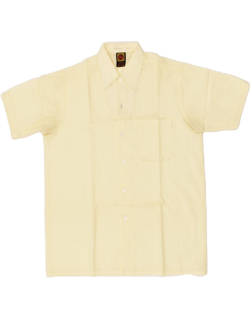 VINTAGE Mens Short Sleeve Shirt Medium Yellow Synthetic | Vintage Vintage | Thrift | Second-Hand Vintage | Used Clothing | Messina Hembry 