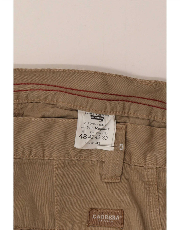Carrera Mens Straight Cargo Trousers IT 48 Medium W33 L34 Beige Cotton