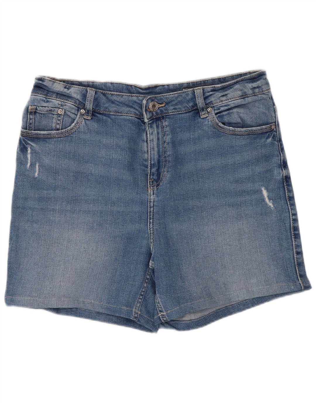 Marks & Spencer Womens Distressed Denim Shorts UK 12 Medium W30 Blue Cotton