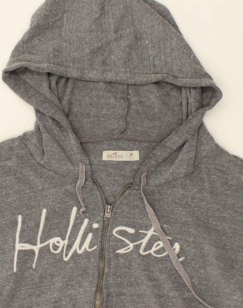 HOLLISTER Womens Oversized Graphic Zip Hoodie Sweater UK 14 Medium Grey | Vintage Hollister | Thrift | Second-Hand Hollister | Used Clothing | Messina Hembry 