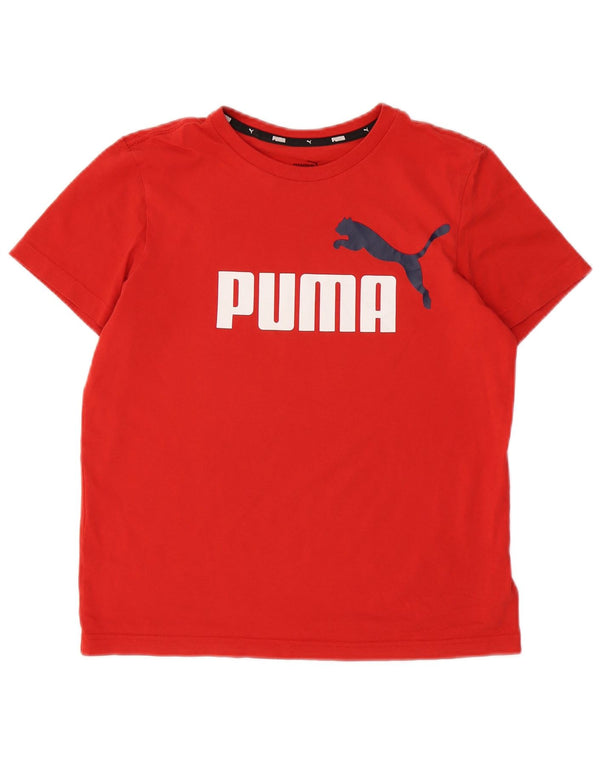 Puma Boys Graphic T-Shirt Top 13-14 Years Red Cotton