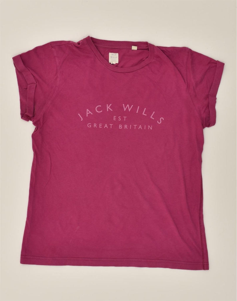 JACK WILLS Womens Graphic T-Shirt Top UK 10 Small  Purple Cotton | Vintage Jack Wills | Thrift | Second-Hand Jack Wills | Used Clothing | Messina Hembry 