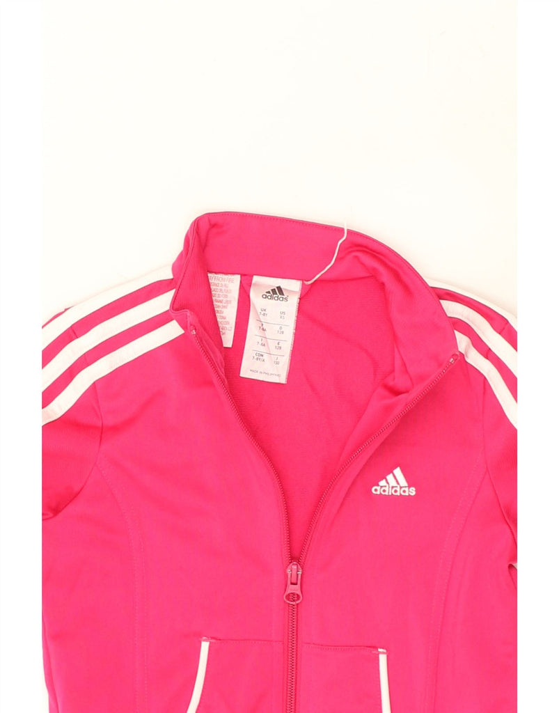 ADIDAS Girls Tracksuit Top Jacket 7-8 Years Pink Polyester | Vintage Adidas | Thrift | Second-Hand Adidas | Used Clothing | Messina Hembry 