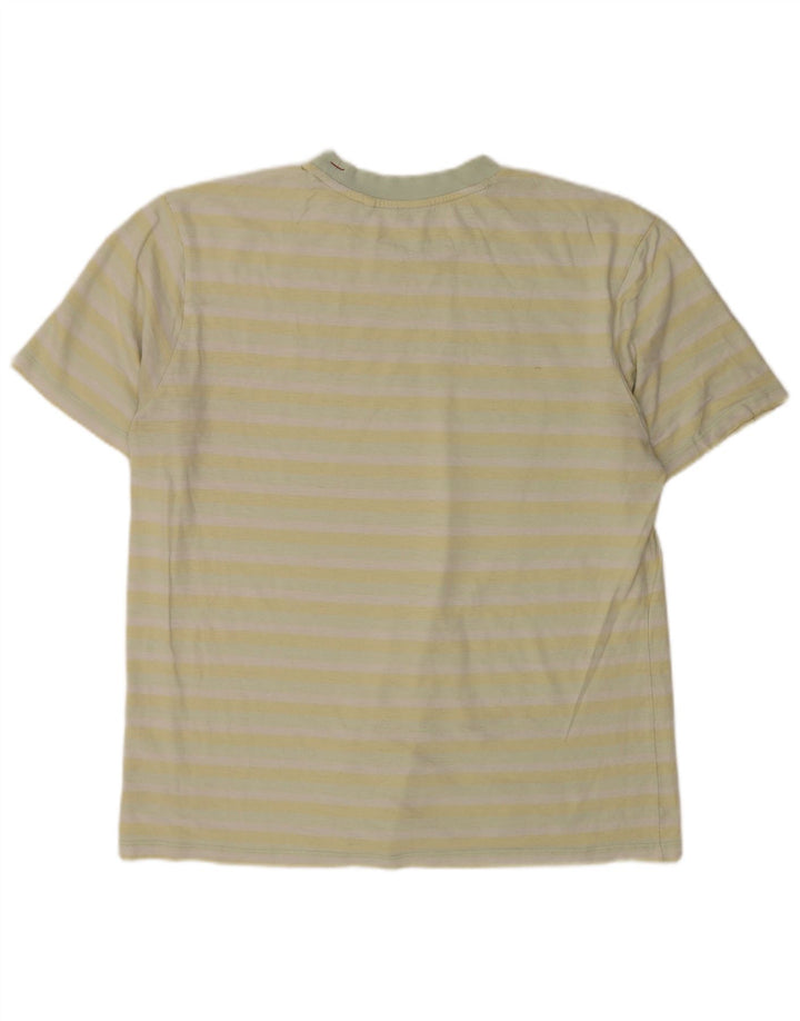 Guess Mens Graphic T-Shirt Top Large Yellow Striped
