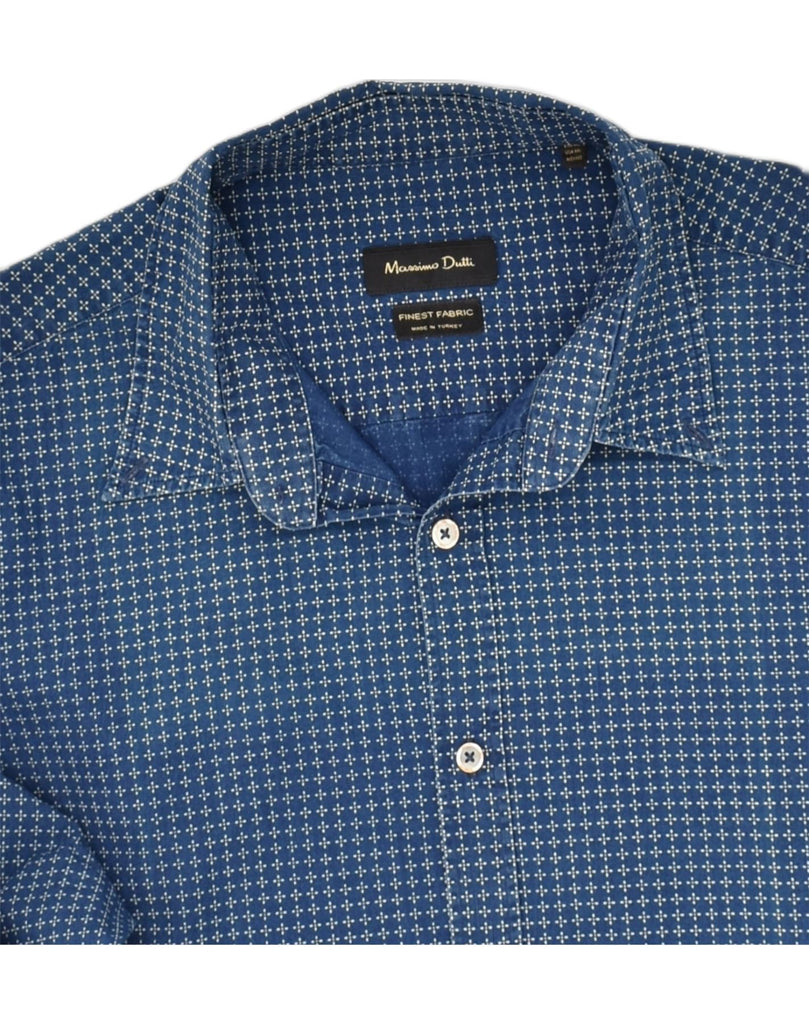 MASSIMO DUTTI Mens Shirt 2XL Blue Check Cotton | Vintage Massimo Dutti | Thrift | Second-Hand Massimo Dutti | Used Clothing | Messina Hembry 