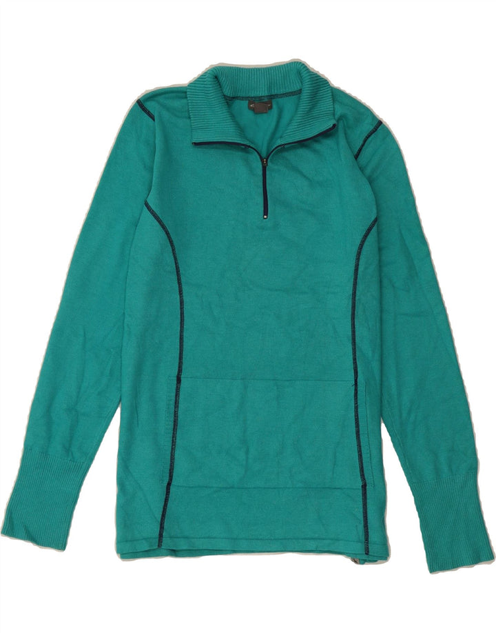 EDDIE BAUER Womens Zip Neck Jumper Sweater UK 14 Large Turquoise Polyester Vintage Eddie Bauer and Second-Hand Eddie Bauer from Messina Hembry 