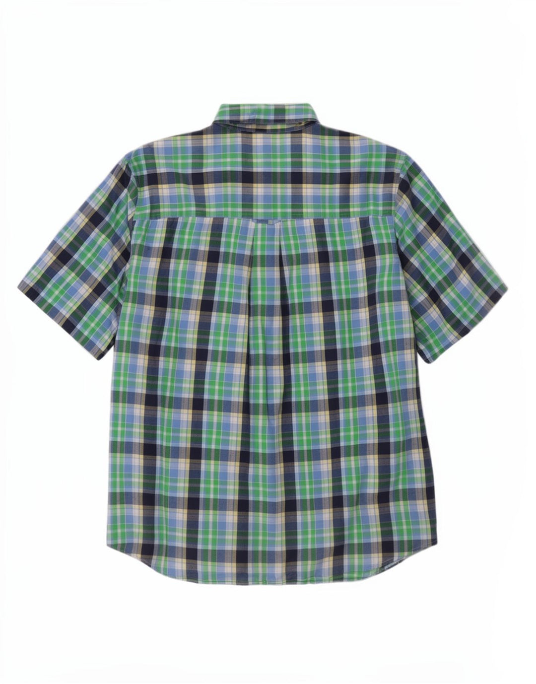 Chaps Mens Short Sleeve Shirt XL Green Check Cotton