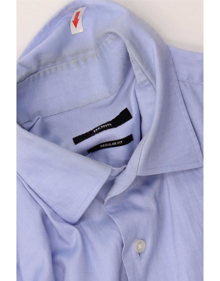 Hugo Boss Mens Regular Fit Shirt Size 39 Medium Blue Cotton