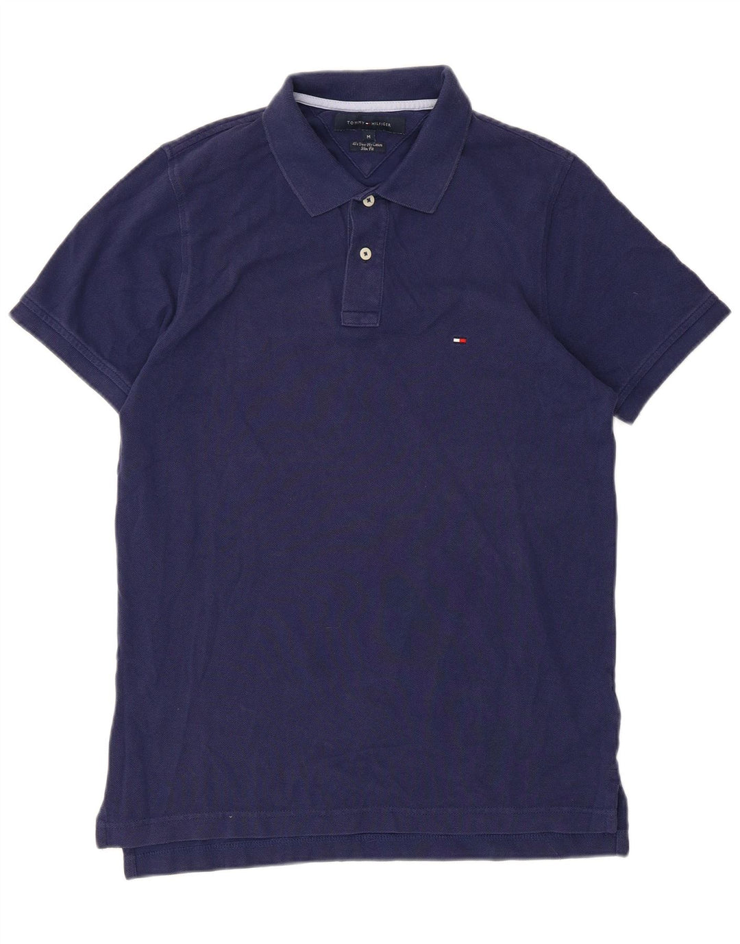 Tommy Hilfiger Mens Slim Fit Polo Shirt Medium Navy Blue Cotton