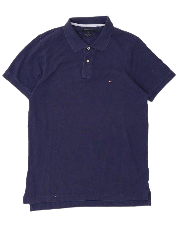 Tommy Hilfiger Mens Slim Fit Polo Shirt Medium Navy Blue Cotton