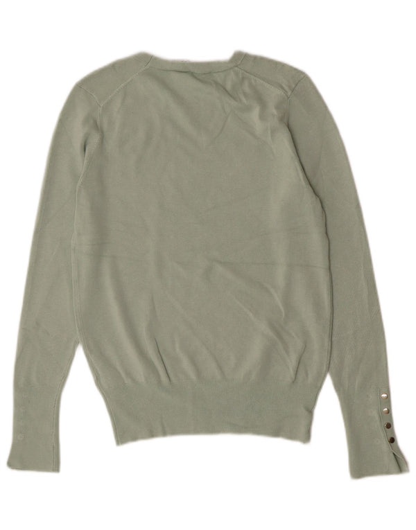 Zara Womens Crew Neck Jumper Sweater UK 12 Medium Green Viscose
