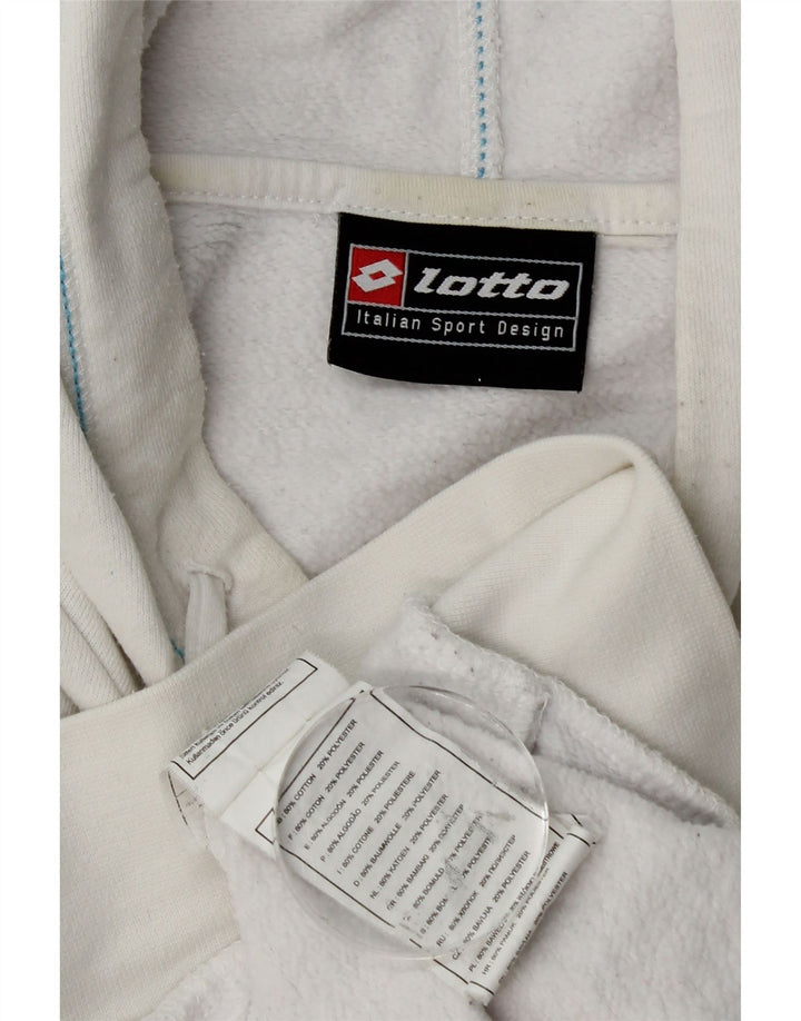 Lotto Mens Graphic Hoodie Jumper Medium White Cotton