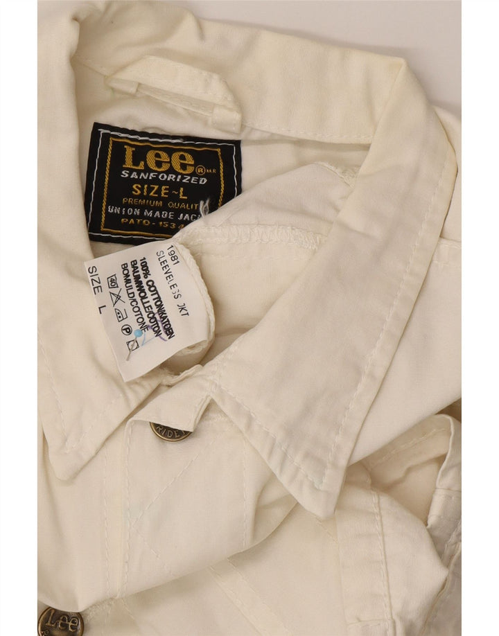 LEE Womens Crop Gilet UK 16 Large Off White Cotton