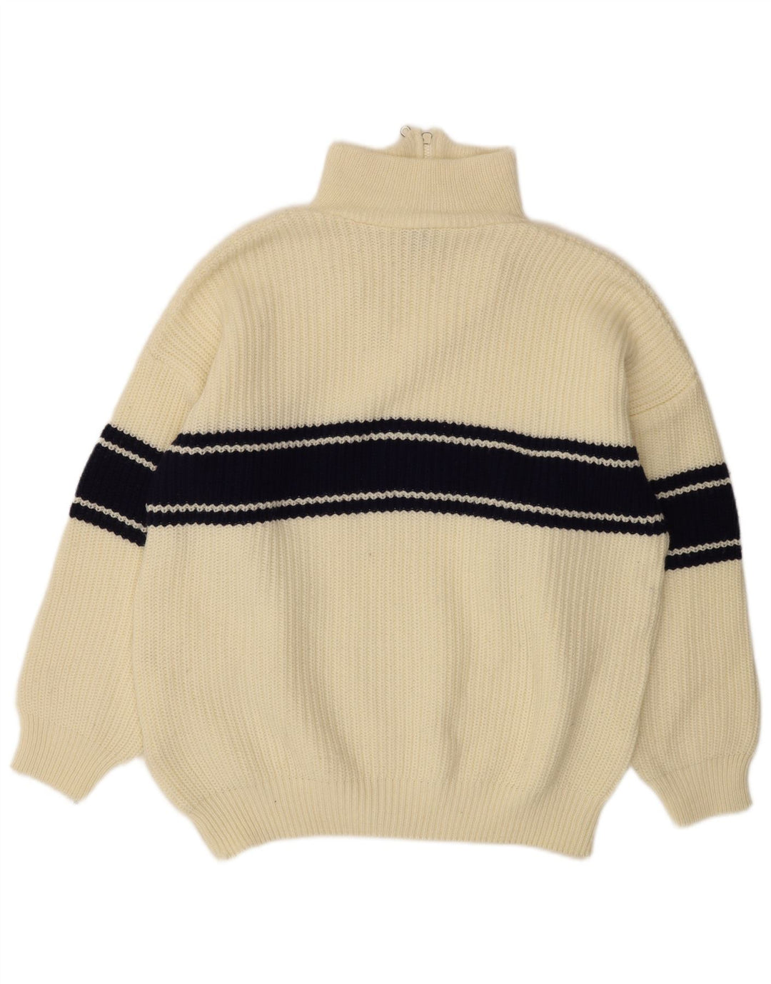 Ideal Mens Zip Neck Jumper Sweater Large Off White Colourblock