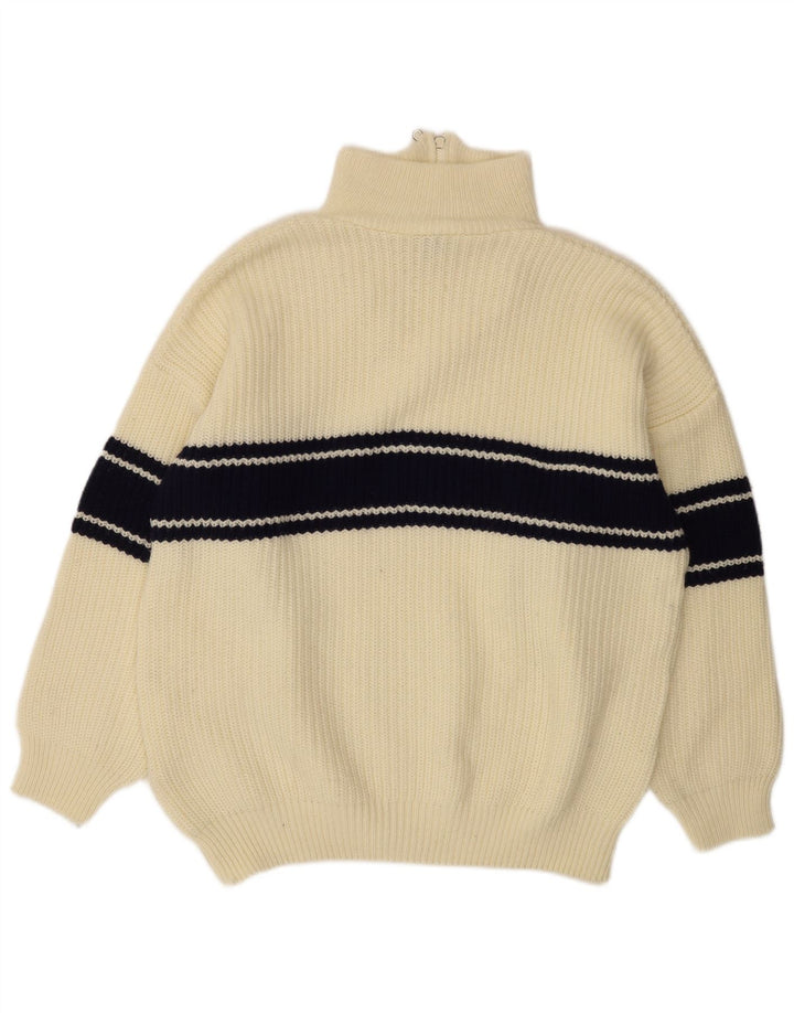Ideal Mens Zip Neck Jumper Sweater Large Off White Colourblock