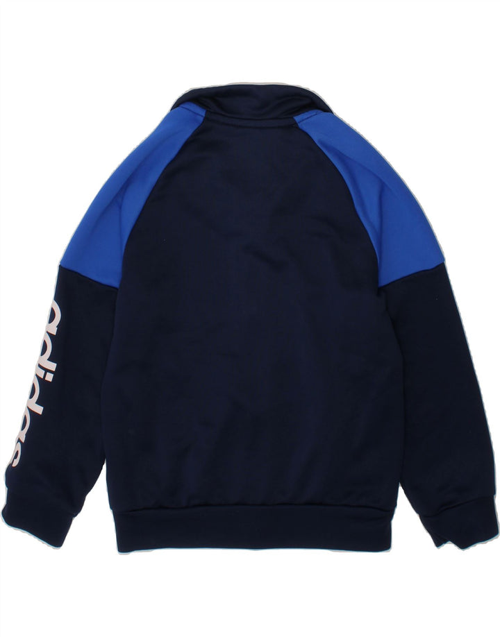 ADIDAS Boys Graphic Tracksuit Top Jacket 4-5 Years Navy Blue Colourblock Vintage Adidas and Second-Hand Adidas from Messina Hembry 