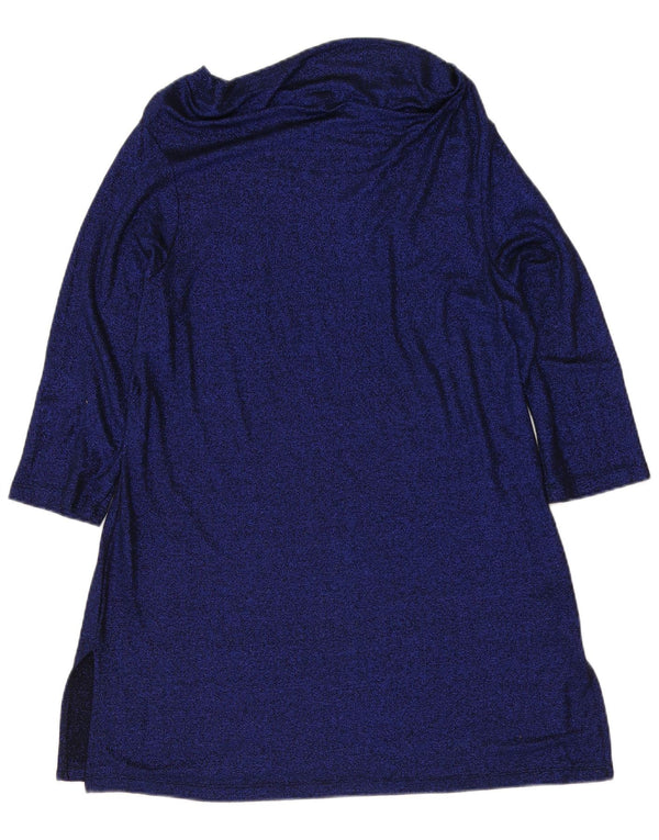 Marks & Spencer Womens Longline Top 3/4 Sleeve UK 16 Large Blue Viscose