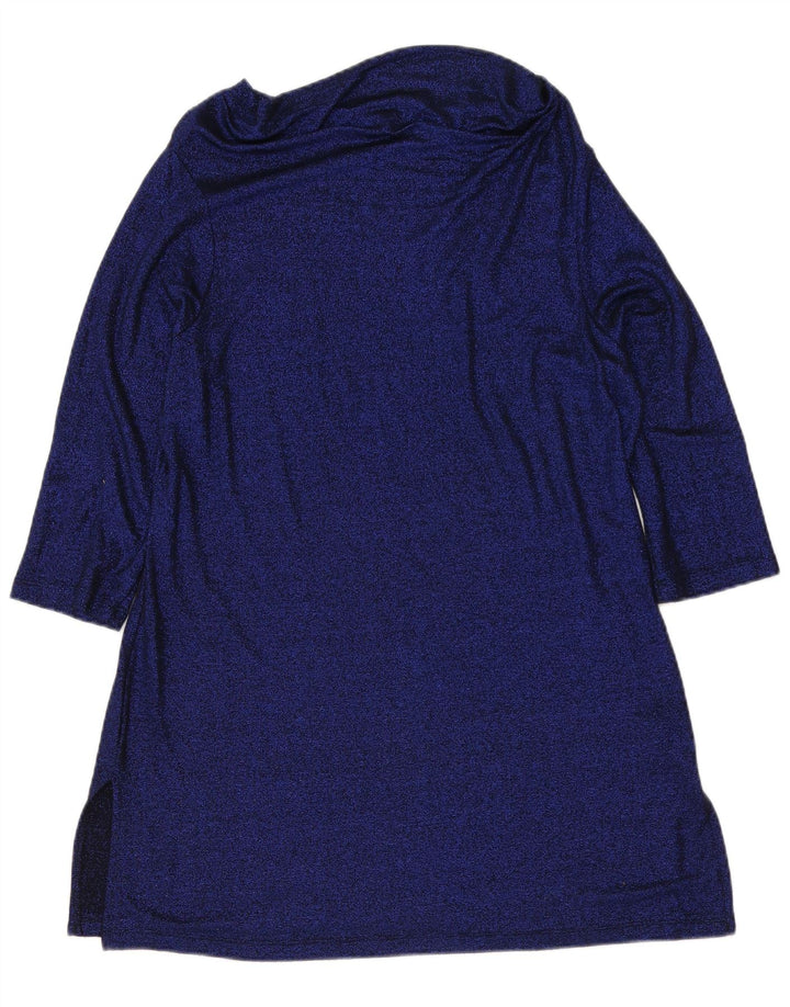 Marks & Spencer Womens Longline Top 3/4 Sleeve UK 16 Large Blue Viscose