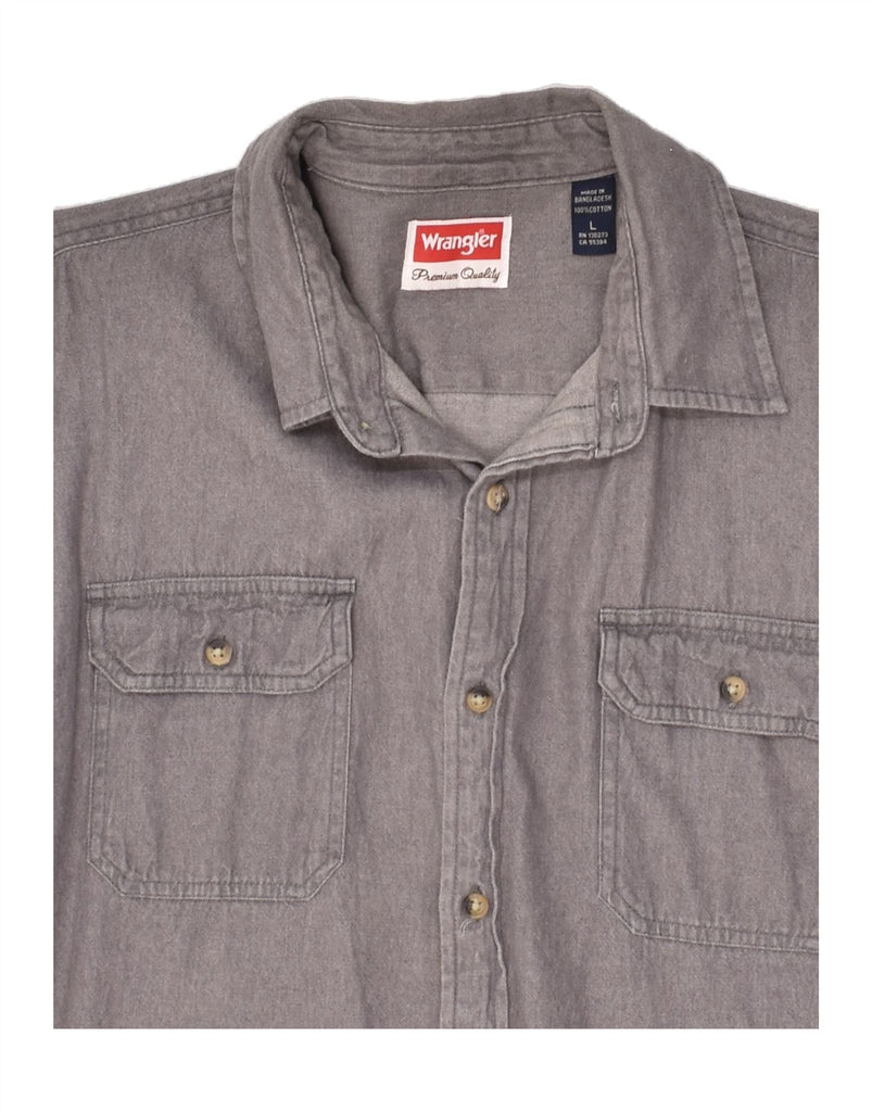 WRANGLER Mens Shirt Large Grey Cotton | Vintage Wrangler | Thrift | Second-Hand Wrangler | Used Clothing | Messina Hembry 