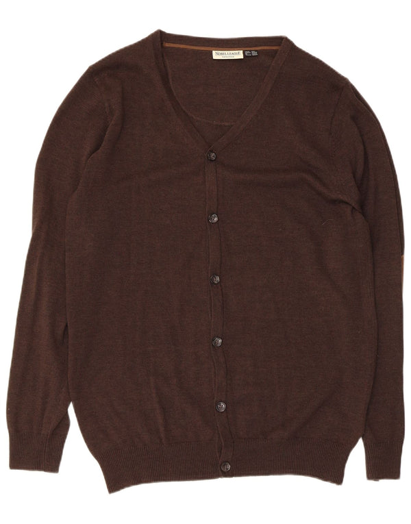 Vintage Mens Cardigan Sweater UK 38/40 Medium Brown Cotton