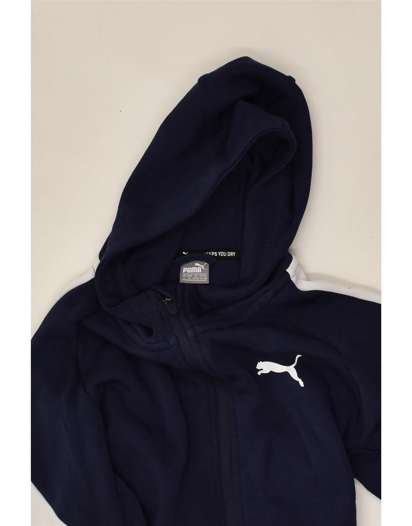 PUMA Boys Zip Hoodie Sweater 11-12 Years Navy Blue Colourblock | Vintage Puma | Thrift | Second-Hand Puma | Used Clothing | Messina Hembry 