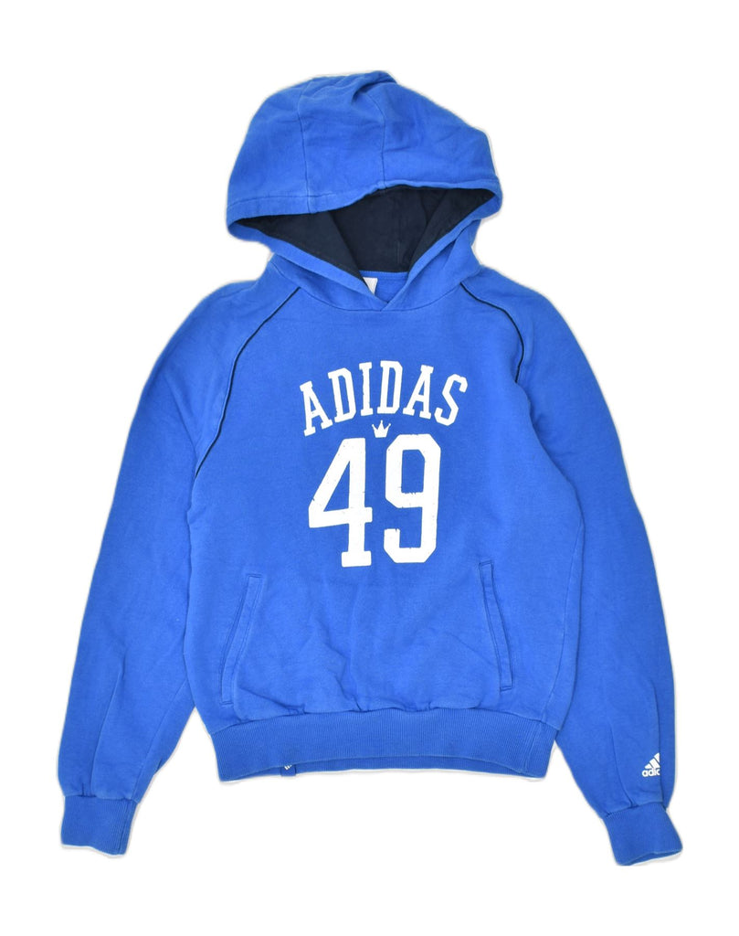 ADIDAS Boys Graphic Hoodie Jumper 13-14 Years Blue Cotton | Vintage | Thrift | Second-Hand | Used Clothing | Messina Hembry 