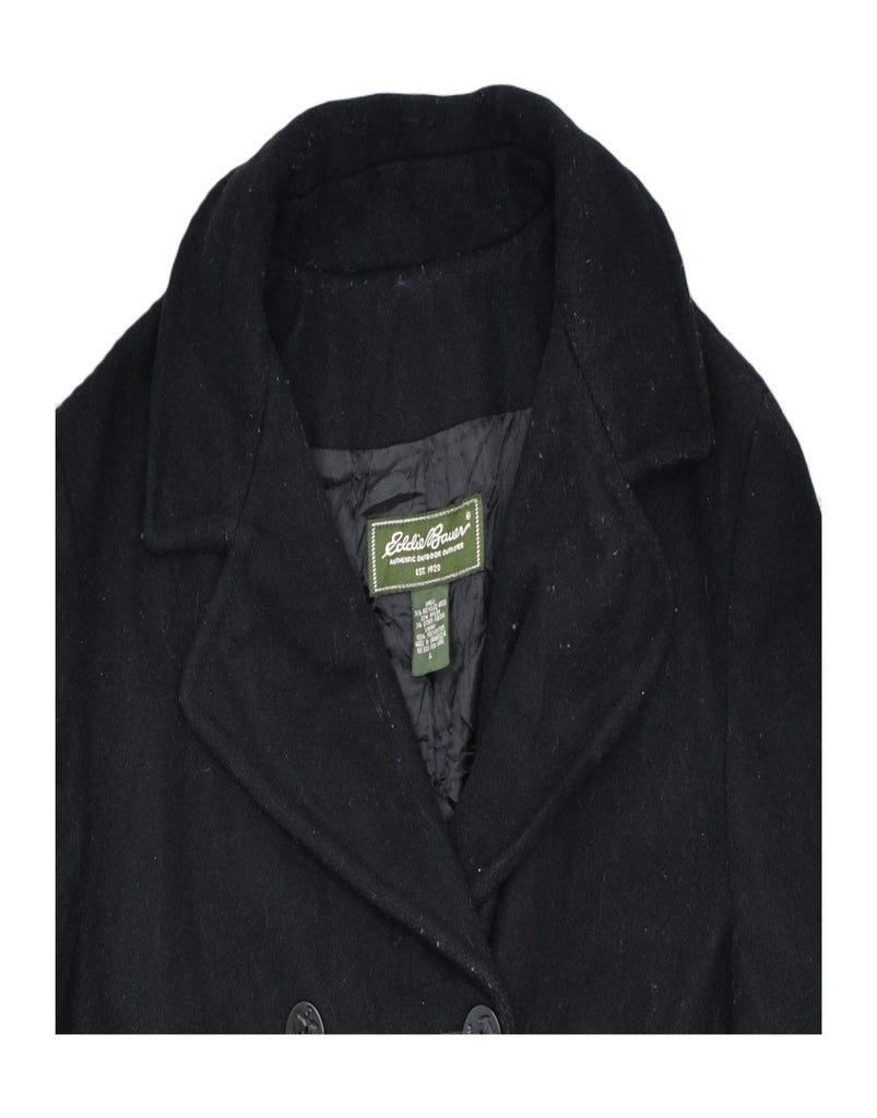 EDDIE BAUER Womens Pea Coat UK 14 Large Black Wool | Vintage | Thrift | Second-Hand | Used Clothing | Messina Hembry 