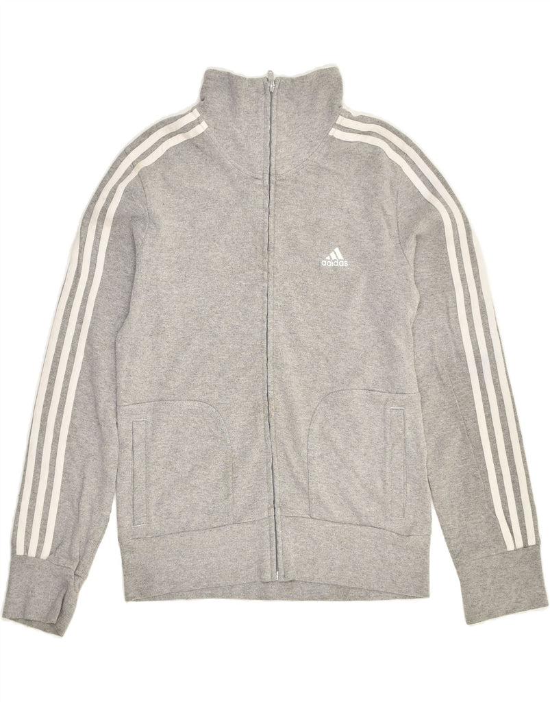 ADIDAS Womens Tracksuit Top Jacket UK 12 Medium Grey Cotton | Vintage Adidas | Thrift | Second-Hand Adidas | Used Clothing | Messina Hembry 