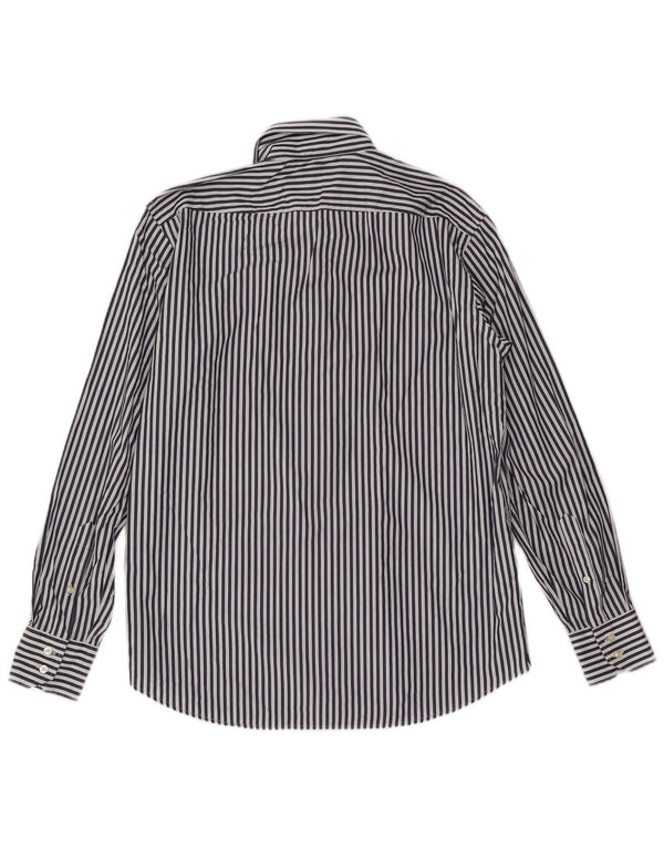 Hugo Boss Mens Regular Fit Shirt Size 42 16 1/2 Large Navy Blue Striped