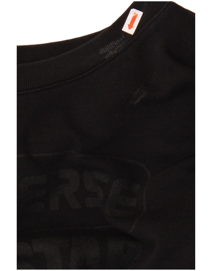 CONVERSE Womens Crop Graphic Sweatshirt Jumper UK 16 Large Black Cotton
