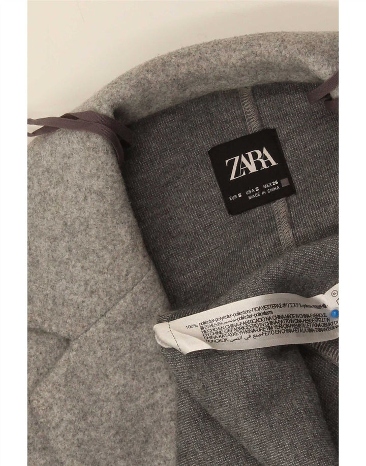 Zara Womens Open Overcoat UK 10 Small Grey Polyester