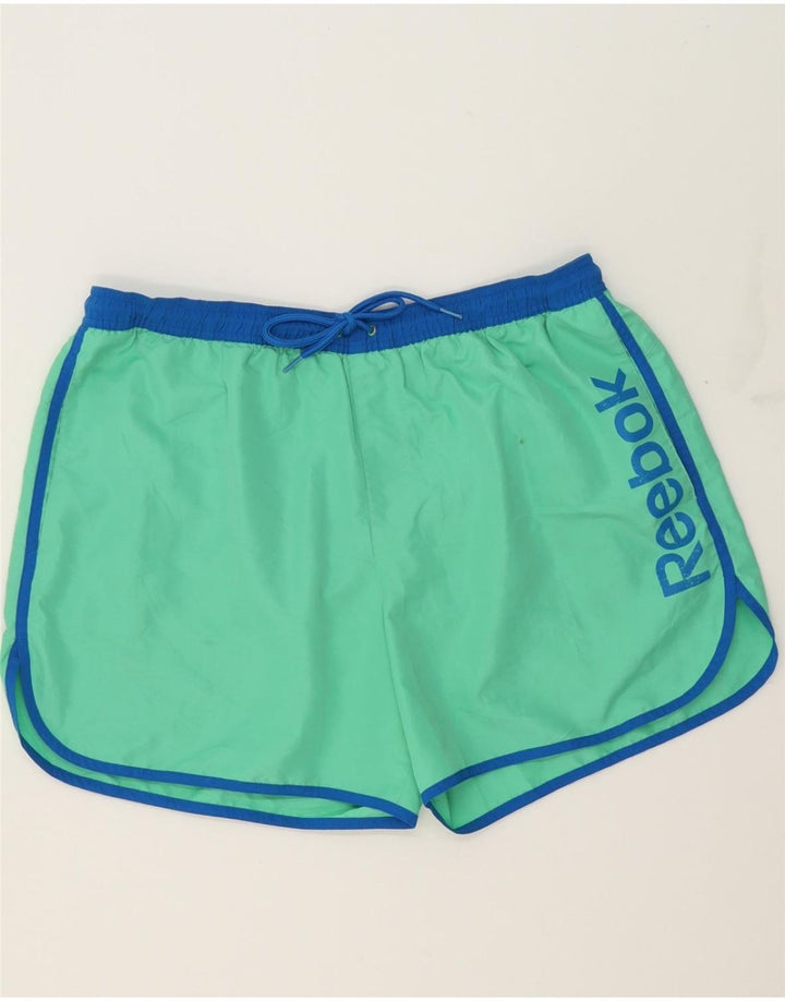 REEBOK Mens Graphic Swimming Shorts XL Turquoise Polyester Vintage Reebok and Second-Hand Reebok from Messina Hembry 