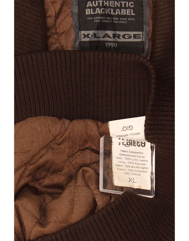 VINTAGE Womens Leather Jacket UK 18 XL Brown Leather