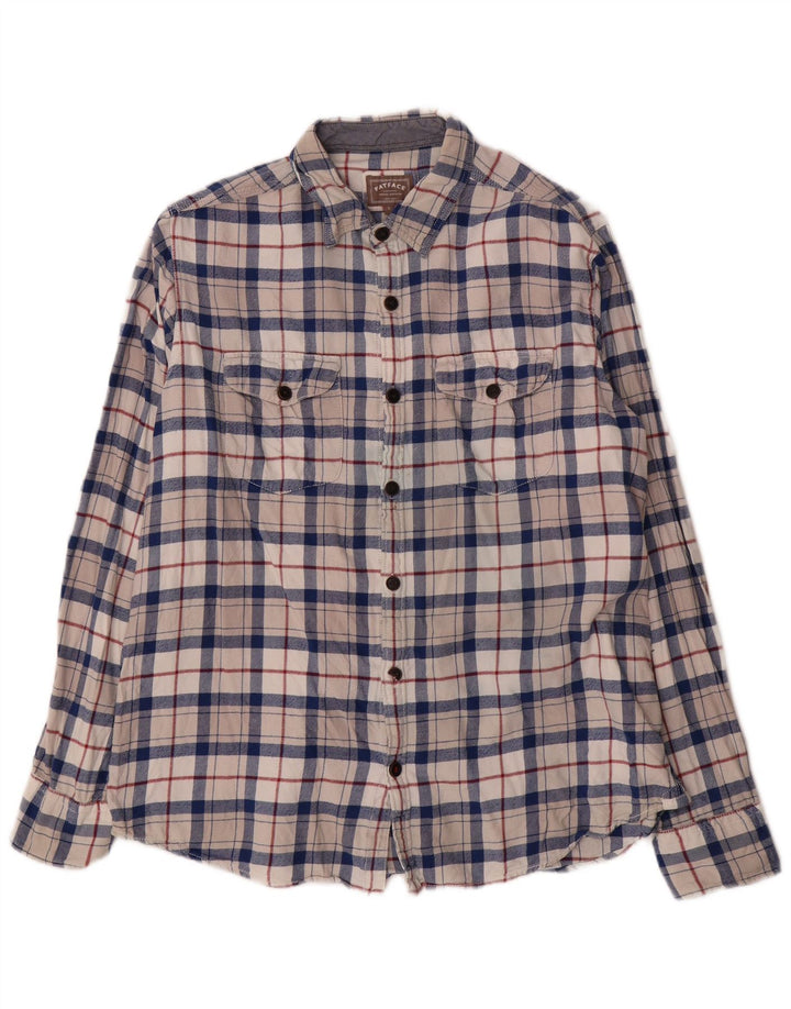 Fat Face Mens Flannel Shirt Large Blue Check Cotton