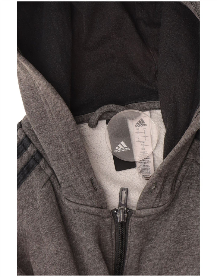 Adidas Mens Zip Hoodie Sweater Large Grey Cotton