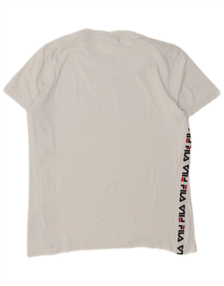 Fila Mens Graphic T-Shirt Top Medium White Cotton