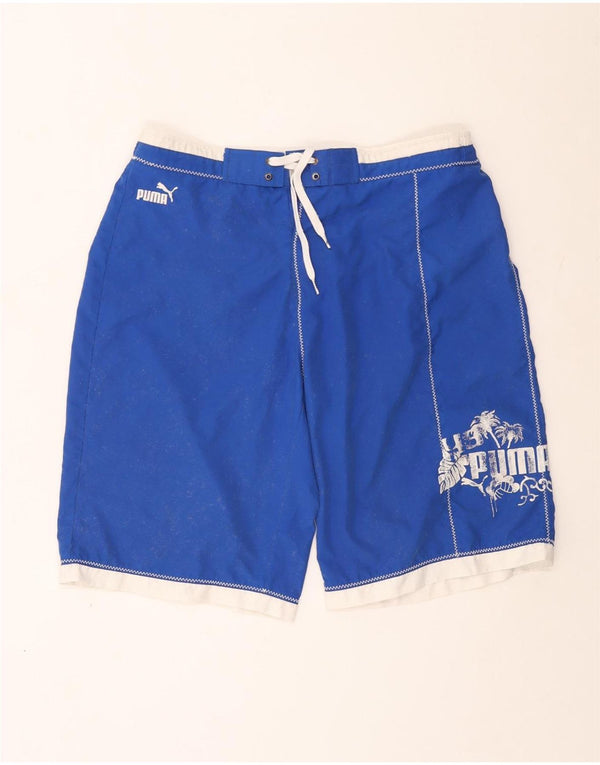 Puma Mens Graphic Swimming Shorts Large Blue Polyester