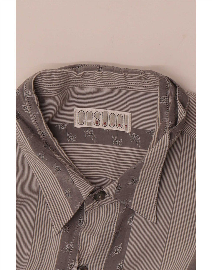 Casucci Mens Shirt Large Grey Striped