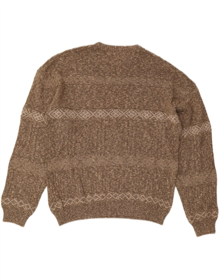 VINTAGE Mens Crew Neck Jumper Sweater IT 56 2XL Brown Striped