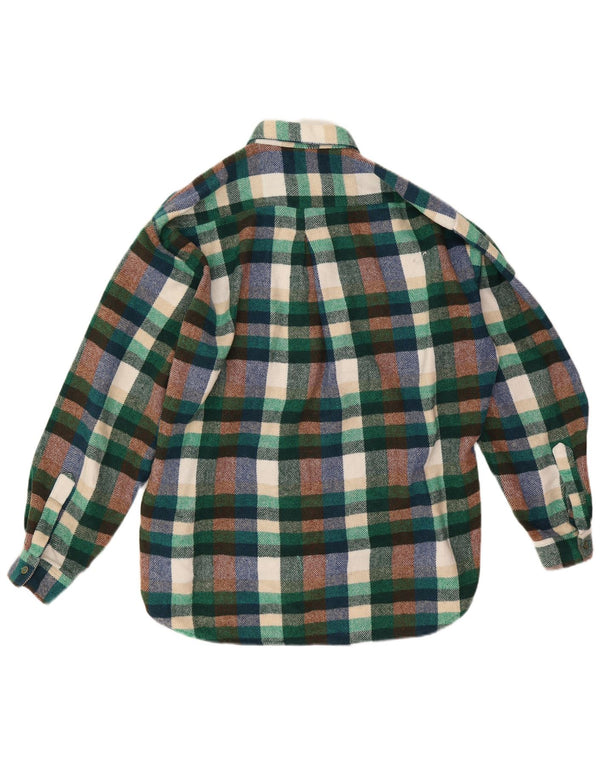 POP 84 Mens Flannel Shirt Medium Green Check Polyamide