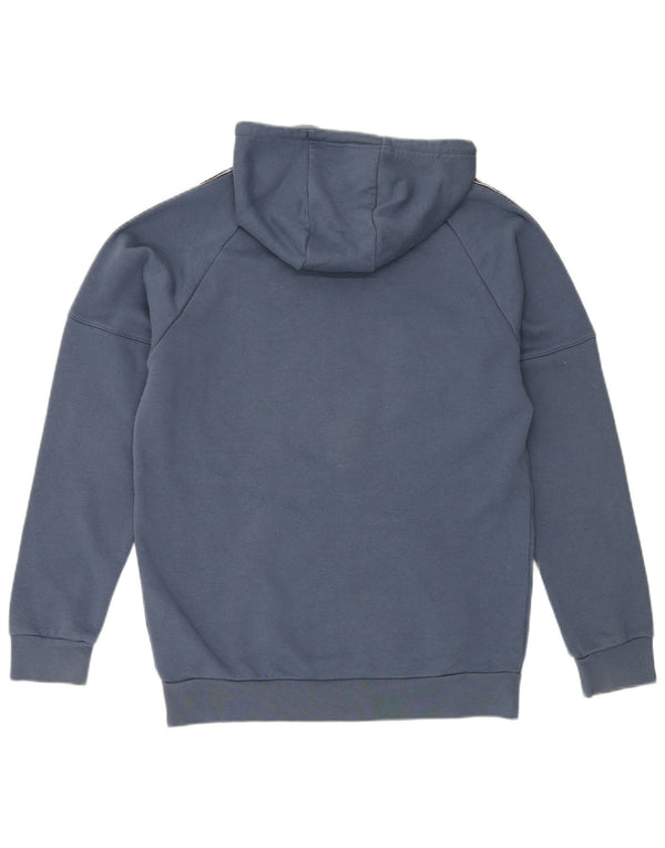 Adidas Mens Graphic Hoodie Jumper Medium Blue Colourblock Cotton