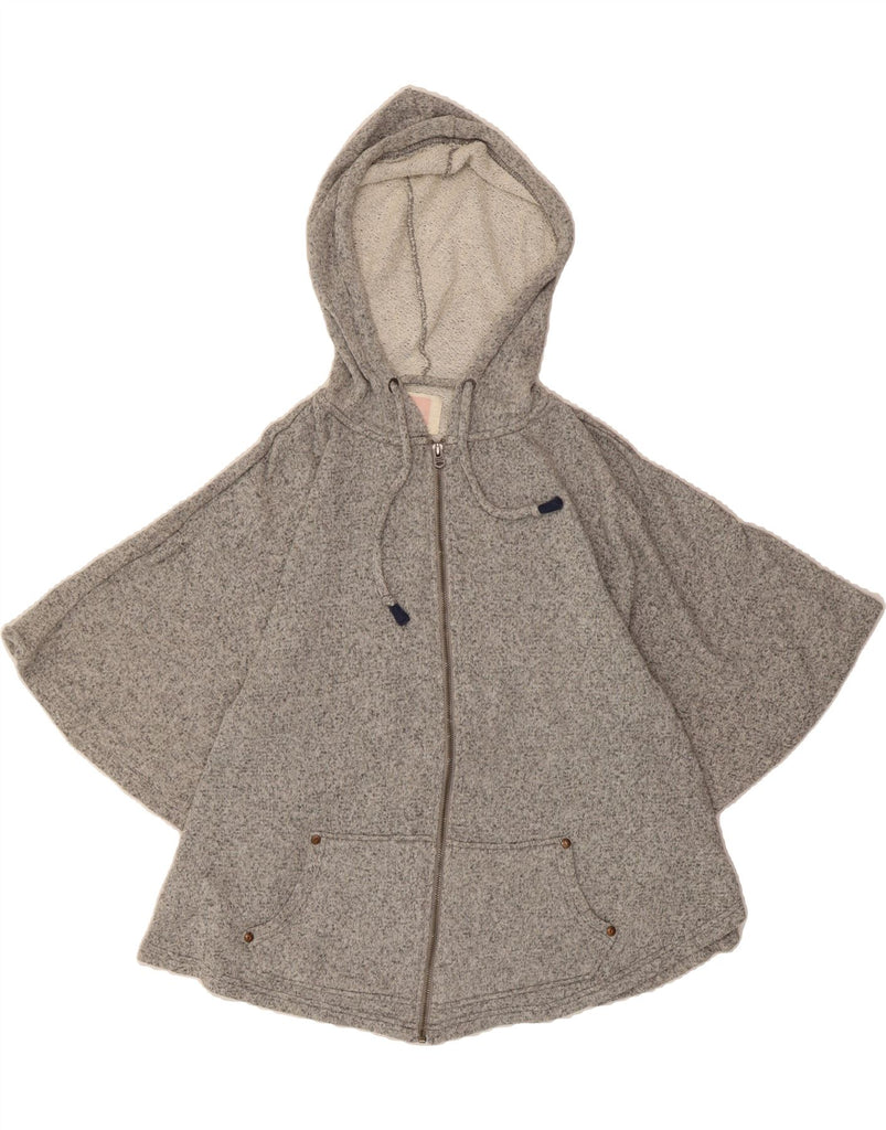 QUIKSILVER Womens Hooded Poncho Cardigan Sweater UK 6 XS Grey Cotton Vintage Quiksilver and Second-Hand Quiksilver from Messina Hembry 