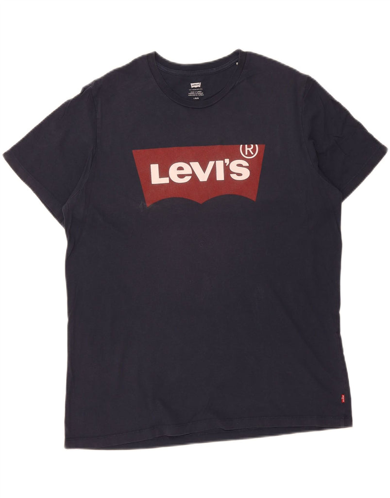 LEVI'S Mens Graphic T-Shirt Top Large Navy Blue Cotton Vintage Levi's and Second-Hand Levi's from Messina Hembry 