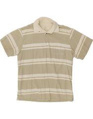 MURPHY & NYE Mens Marine Heritage Rugby Polo Shirt Large Beige Striped