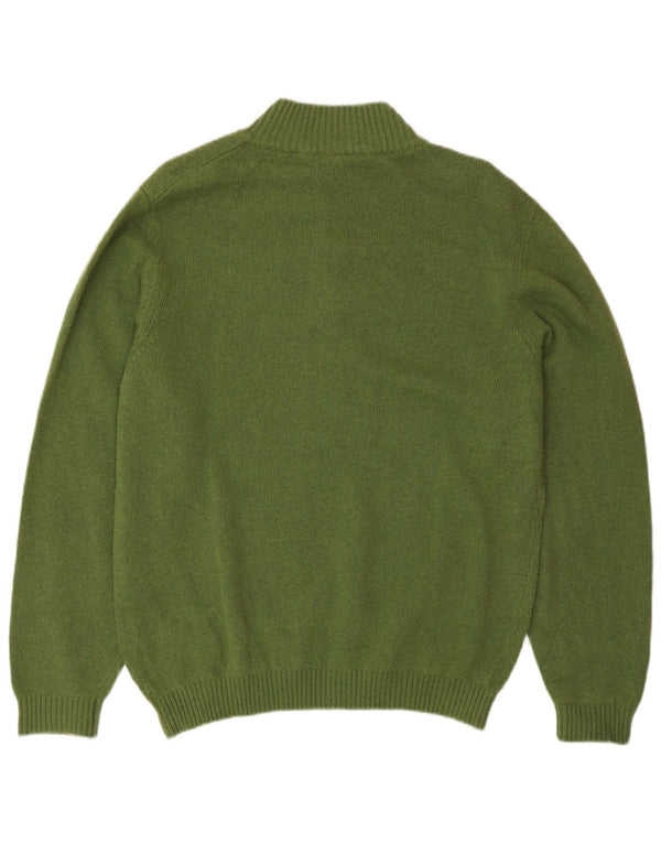 AUSTRALIAN L'ALPINA Mens Button Neck Jumper Sweater IT 48 Medium Green