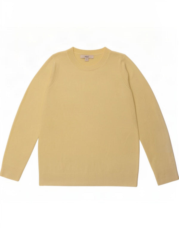 Marks & Spencer Womens Boat Neck Jumper Sweater UK 12 Medium Yellow Acrylic